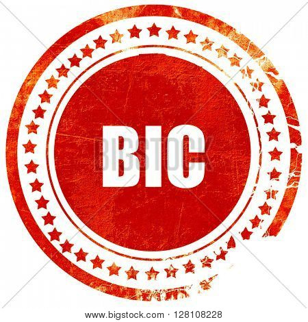 bic, red grunge stamp on solid background