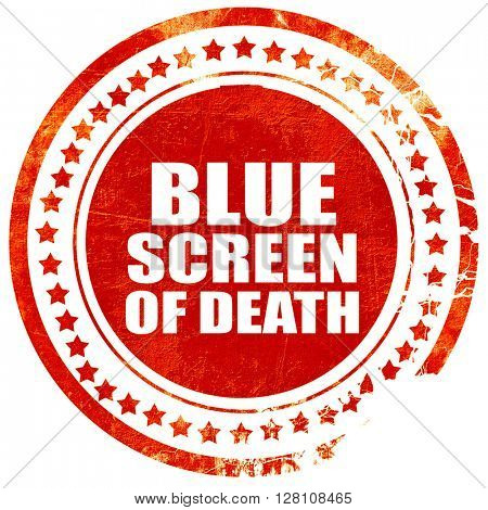 blue screen of death, red grunge stamp on solid background