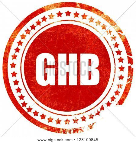 ghb, red grunge stamp on solid background