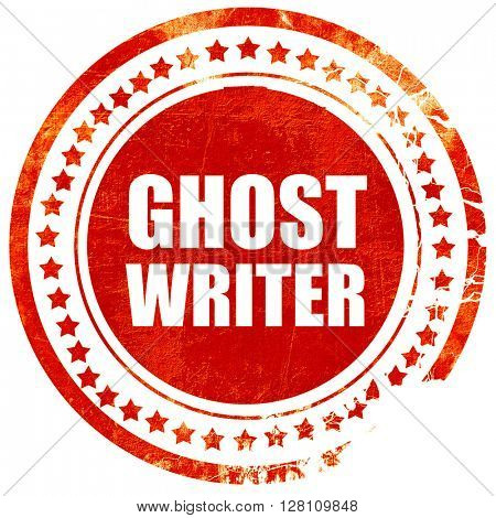 ghost writer, red grunge stamp on solid background
