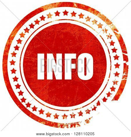 info, red grunge stamp on solid background