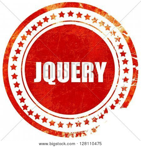 jQuery, red grunge stamp on solid background