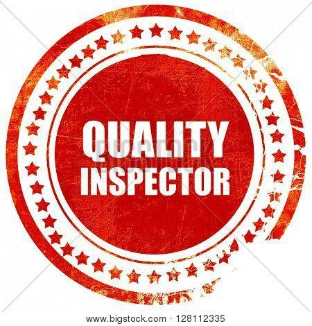 quality inspector, red grunge stamp on solid background