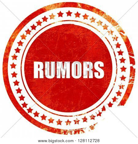 rumors, red grunge stamp on solid background