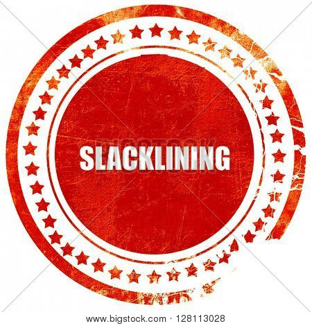 slacklining, red grunge stamp on solid background