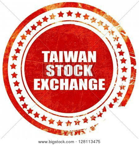 taiwan stock exchange, red grunge stamp on solid background