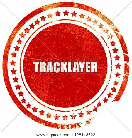 tracklayer, red grunge stamp on solid background