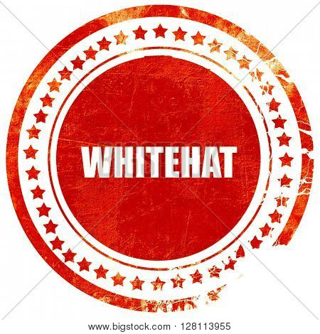 whitehat, red grunge stamp on solid background