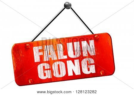 Falun gong, 3D rendering, vintage old red sign