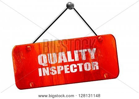 quality inspector, 3D rendering, vintage old red sign