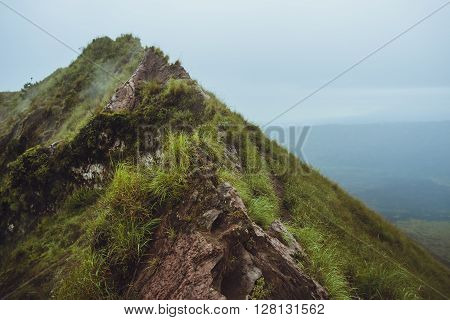 Beautifull Mountain In The Morning Mist , Batur, Bali,  Indonesia