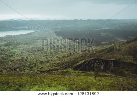 Beautifull Mountain In The Morning Mist , Batur, Bali,  Indonesia