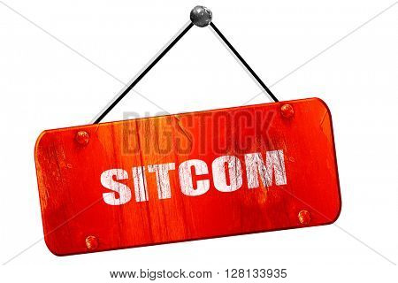 sitcom, 3D rendering, vintage old red sign