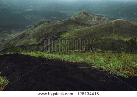 Beautifull Mountain In The Morning Mist , Batur, Bali,  Indonesia