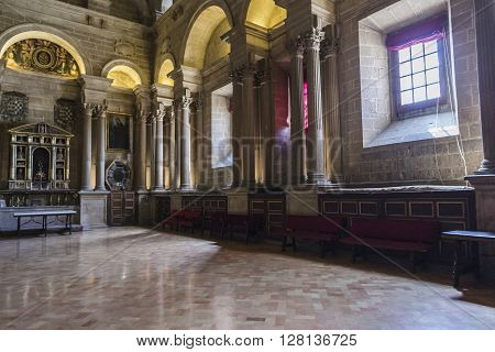 JAEN SPAIN - may 2016 2: The sacristy is a rectangular space of 12 by 22 meters, Raised on sixteen columns, is one of the most important works of the Andalusian Renaissance, Jaen, Spain