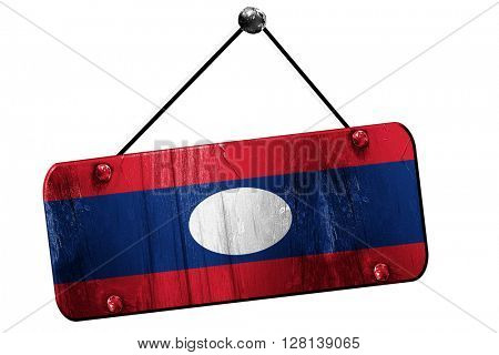 Laos flas, 3D rendering, vintage grunge hanging sign