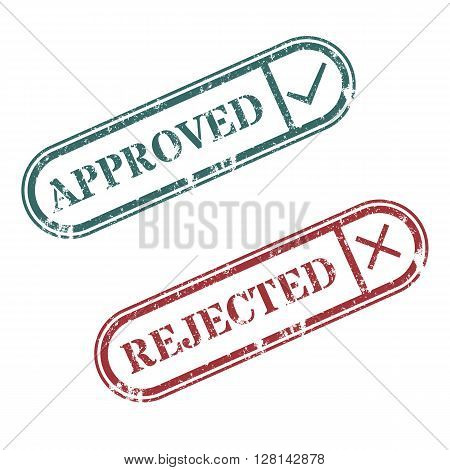 A set of rectangular stamps approved and rejected vector illustration.