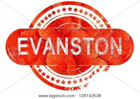 evanston, vintage old stamp with rough lines and edges