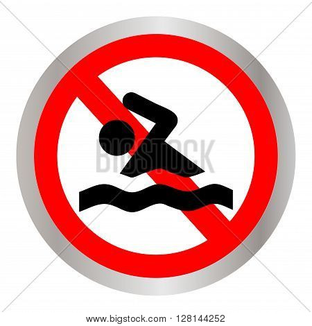 No swimming hazard- warning sign. Vector illustration.