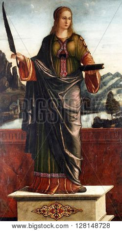 ZAGREB, CROATIA - DECEMBER 12: Vittore Carpaccio: Saint Anastasia, exhibited at the Great Masters Renaissance in Croatia, opened December 12, 2011. in Zagreb, Croatia