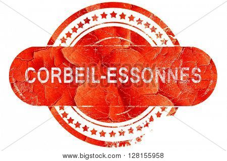 corbeil-essonnes, vintage old stamp with rough lines and edges