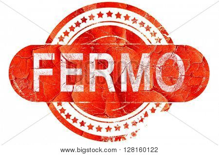 Fermo, vintage old stamp with rough lines and edges