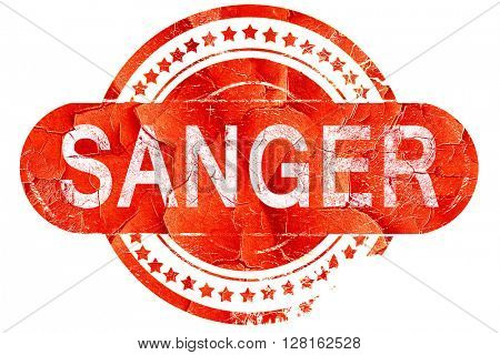 sanger, vintage old stamp with rough lines and edges