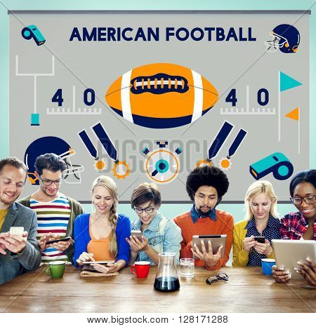 American Football Competition Game Goal Play Concept
