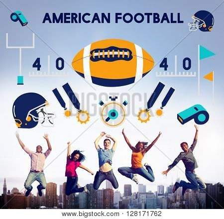 American Football Competition Game Goal Play Concept
