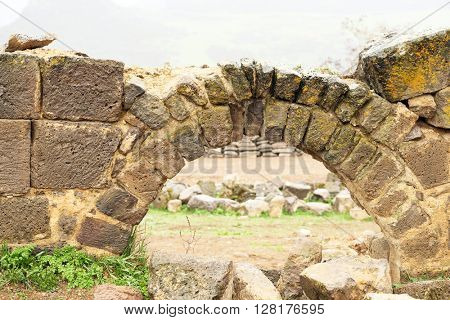 Sacred place at ancient monastery Tatev in the mountains of Armenia. Was founded in year 906. 