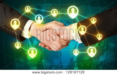 Business handshake, social netwok concept