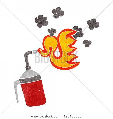 freehand retro cartoon blow torch