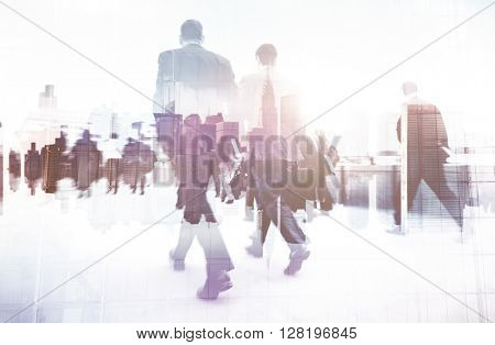 Abstract Image of Business People Walking on the Street
