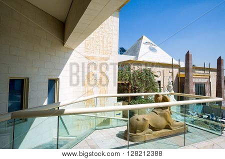 Dubai U.A.E. - February 18 2007: The Egyptian style area of the Wafy City Mall