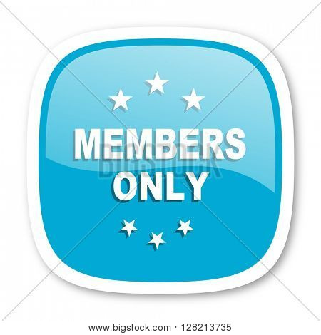 members only blue glossy icon