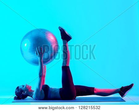 woman fitness pilates exercices isolated
