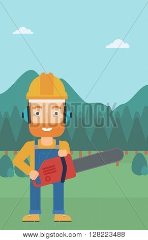 Lumberjack with chainsaw.