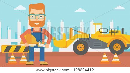 Engineer with hard hat and blueprint.