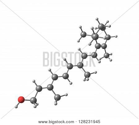 Retinol, the form of vitamin A absorbed when eating animal food sources, is a yellow, fat-soluble substance. 3d illustation