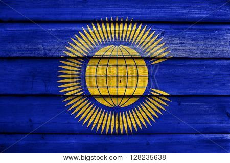 Flag Of The Commonwealth Of Nations, Painted On Old Wood Plank Background