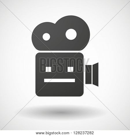 Isolated Cinema Camera Icon With A Emotionless Text Face