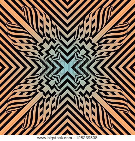Abstract illusion texture pattern lines in the form of a convex symmetrical pattern in a square