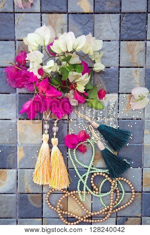 set to create brightly colored jewelry: earrings, pendants
