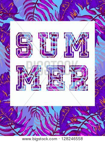 Vector Illustration of Vintage T-short Print. Summer on beach