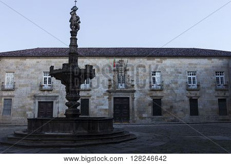 Old Archbishop's Palace in Braga in Portugal in the morning