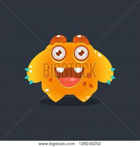 Yellow Alien Wants A Hug Cute Childish Flat Vector Bright Color Drawing Isolated On Dark Background
