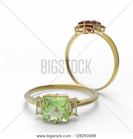 Wedding rings with diamonds.. Fashion jewelry. 3d digitally rendered illustration