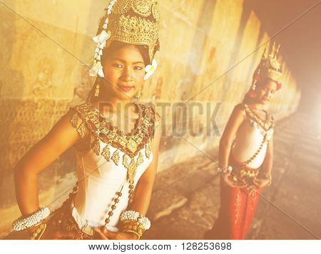 Traditional Aspara Dancers Cambodia Concept