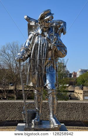 WASHINGTON, DC - APR 16: Kiepenkerl sculpture by Jeff Koons at the Hirshhorn Sculpture Garden in Washington, DC, on April 16, 2016. In 2013, the Sculpture Garden drew 645,000 visitors.