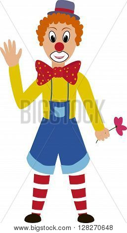 cartoon funny  clown with grim painted face